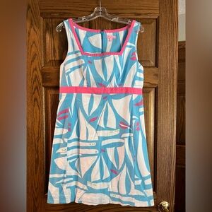 Lilly Pulitzer Blue and White Sailboat Theme Dress -Size 10 (runs small)